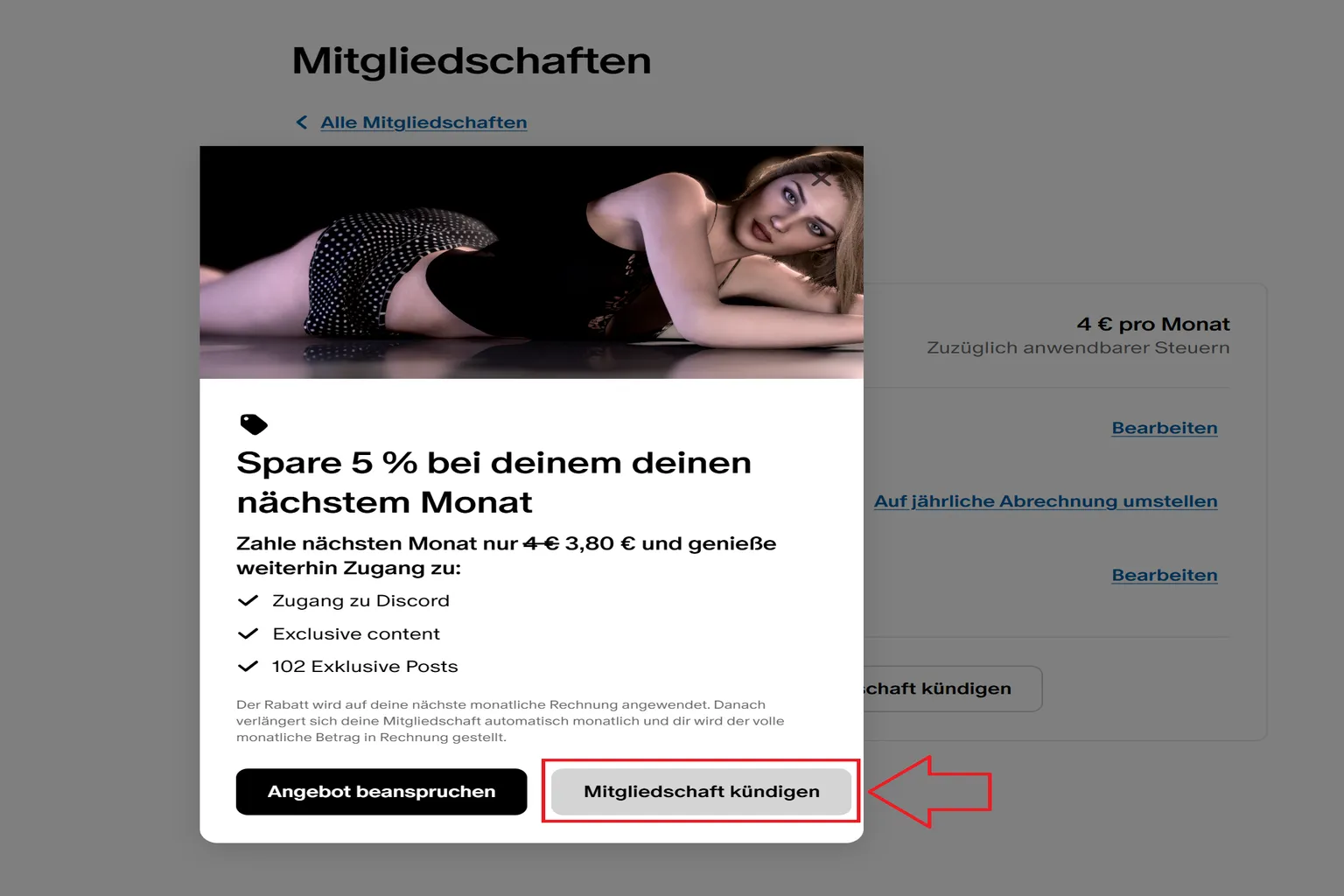 Das System fragt zur Bestätigung nach. Klicke erneut auf den roten Bestätigungsbutton, um fortzufahren.