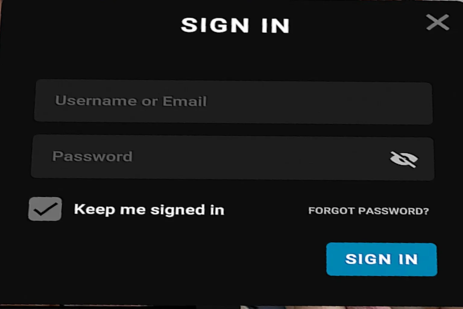 SLR-Login-Seite, auf der du deinen Kontonamen und dein Passwort für die Anmeldung eingibst.